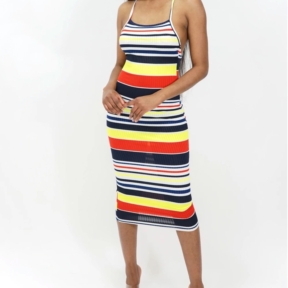 Striped multi midi dress